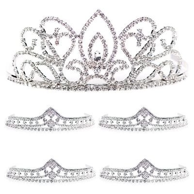 Anderson's Adela Queen & Cleo Princess Tiara Set, 5-Piece Silver Metal Crown Collection with Sparkling Clear Rhinestones, Adjustable Fit & Comfort Combs, Perfect for Prom, Homecoming, Weddings, Pageants, Quinceaeras, and Coronation Events