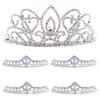 Anderson's Adela Queen & Cleo Princess Tiara Set, 5-Piece Silver Metal Crown Collection with Sparkling Clear Rhinestones, Adjustable Fit & Comfort Combs, Perfect for Prom, Homecoming, Weddings, Pageants, Quinceaeras, and Coronation Events view 1