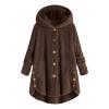 NOKMOPO Winter Coats For Women Fashion Casual Plus Size Button Plush Top Hooded Panel Loose Cardigan Cozy Wool Warm Coat Winter Long Jacket Tops(H-Coffee,3X-Large) view 1