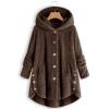 NOKMOPO Winter Coats For Women Fashion Casual Plus Size Button Plush Top Hooded Panel Loose Cardigan Cozy Wool Warm Coat Winter Long Jacket Tops(H-Coffee,3X-Large) view 2