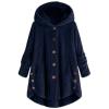 NOKMOPO Winter Coats For Women Fashion Casual Plus Size Button Plush Top Hooded Panel Loose Cardigan Cozy Wool Warm Coat Winter Long Jacket Tops(B-Navy,Small) view 1