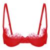 Alvivi Womens Sexy Lace Quarter Cup Underwired Shelf Bra Push Up Sheer Floral Bralette Balconette Red A 4X-Large view 1