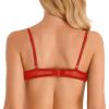 Alvivi Womens Sexy Lace Quarter Cup Underwired Shelf Bra Push Up Sheer Floral Bralette Balconette Red A 4X-Large view 3