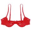 Alvivi Womens Sexy Lace Quarter Cup Underwired Shelf Bra Push Up Sheer Floral Bralette Balconette Red A 4X-Large view 4