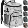 Cooler Backpack Insulated Leakproof Waterproof Backpack Cooler Bag 30 Cans, Large Capacity Lightweight Travel Camping Beach Drink Beverage Beer Bag Cooler Ice Chest for Men and Women, Marble view 1