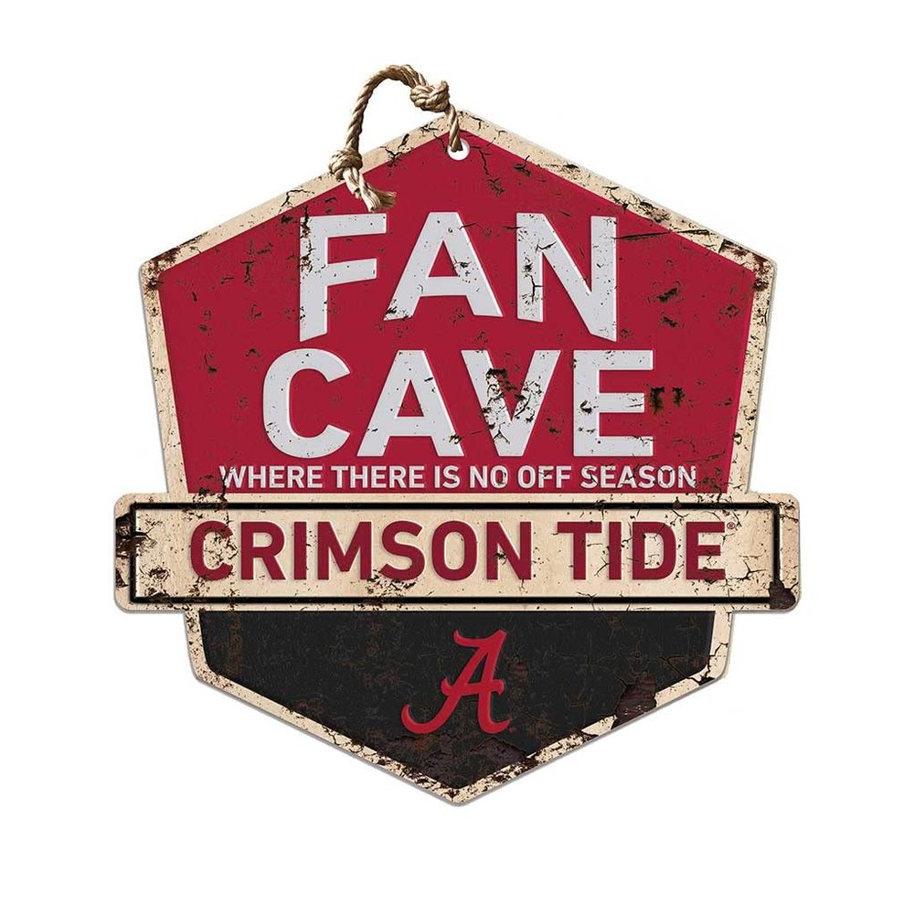 KH Sports Fan Alabama Crimson Tide Fan Cave Badge Sign, 20x20 Inches, Crimson Tide Decor for Dorm Room, Bedroom, Fan Cave, Living Room; Display Your Team Spirit with This Unique Alabama Crimson Tide Wall Art
