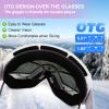 EXP VISION Snowboard Ski Goggles Men Women Youth, Anti Fog OTG Winter Snow Goggles Spherical Detachable Lens (Cherry) view 3