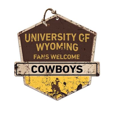 KH Sports Fan Wyoming Cowboys Fans Welcome Badge Sign, 20x20 Inches, Cowboys Decor for Dorm Room, Bedroom, Fan Cave, Living Room; Display Your Team Spirit with This Unique Wyoming Cowboys Wall Art