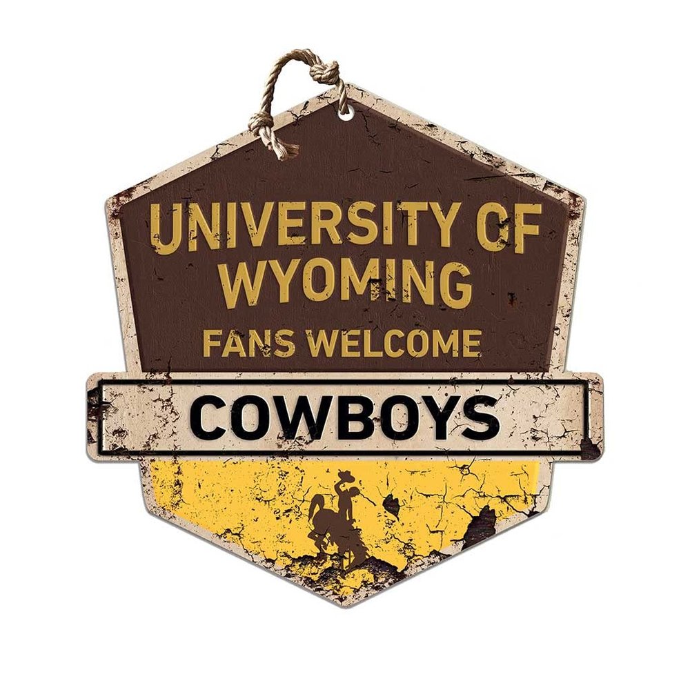 KH Sports Fan Wyoming Cowboys Fans Welcome Badge Sign, 20x20 Inches, Cowboys Decor for Dorm Room, Bedroom, Fan Cave, Living Room; Display Your Team Spirit with This Unique Wyoming Cowboys Wall Art