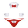 dPois Mens Sexy Waiter Cosplay Costume Teddy Lingerie Set Tuxedo Briefs Bowtie Collar and Cuff Outfits Red XX-Large view 1