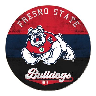 KH Sports Fan Multi Color Retro Circle Sign, 20x20 Inches, Decor for Dorm, Bedroom, Fan Cave, Living Room Display Your Team Spirit with This Unique Fresno State Bulldogs Wall Art, One Size