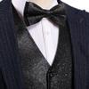 Barry.Wang Mens Black Shiny Vest V-neck Silm Fit Suit Waistcoat Bowtie Set Party Prom Tuxedo Formal Casual view 3
