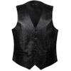 Barry.Wang Mens Black Shiny Vest V-neck Silm Fit Suit Waistcoat Bowtie Set Party Prom Tuxedo Formal Casual view 4