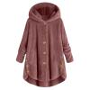 NOKMOPO Winter Coats For Women Fashion Casual Plus Size Button Plush Top Hooded Panel Loose Cardigan Cozy Wool Warm Coat Winter Long Jacket Tops(H-Pink,3X-Large) view 1