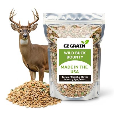 Whitetail Deer Food Plot Seed | Buffalo Blend  Turnip, Radish, Clover, Wheat, Rye & Oats Mix | High-Protein Deer Forage | Fall & Winter Food Plot Seed for Hunting & Wildlife Growth (8 Pounds)