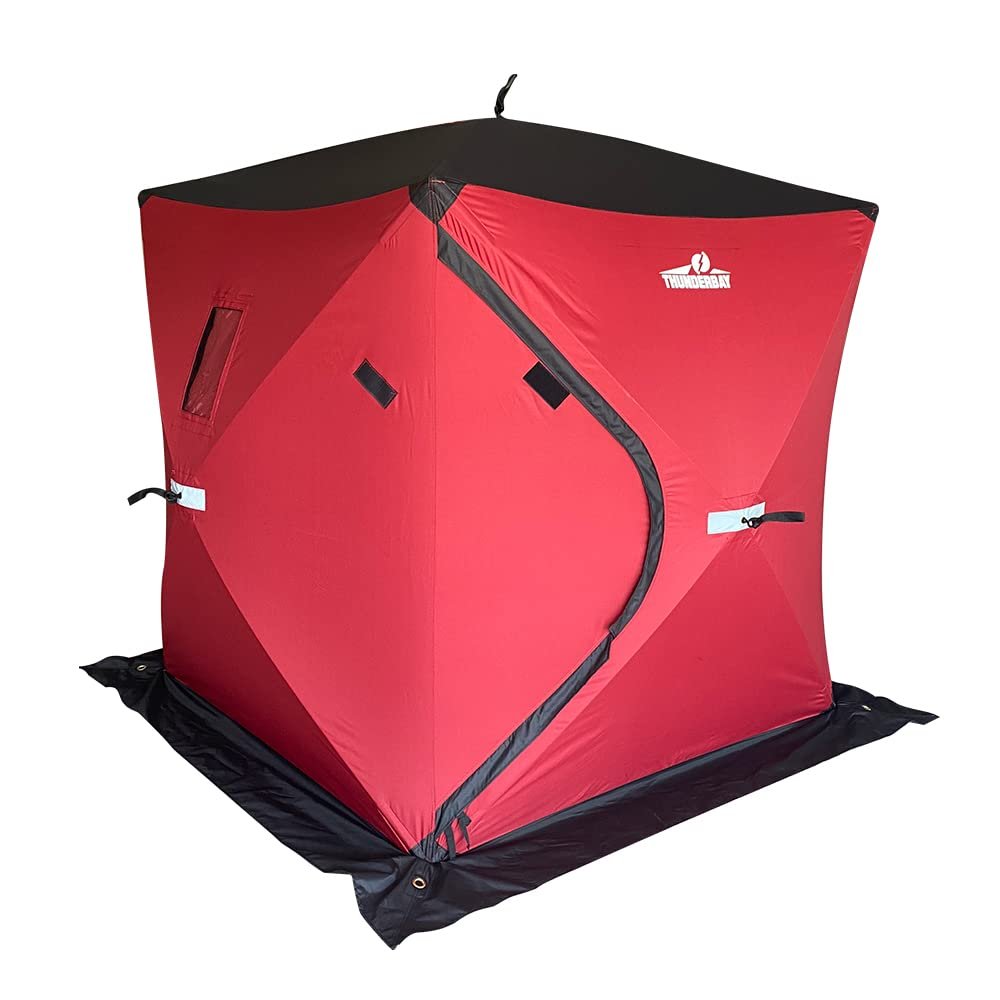 THUNDERBAY Ice Cube Two Man Instant Pop-up Ice Shelter, 24 Square Feet of Fishable Area, Portable 2 Person Ice Shanty