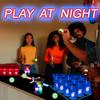 HIOHWEFH Glowing Beer Pong Table Mat for Drinking Game Light Up Plastic Cups and Pongs Beer Pong Set for Party Game Indoor Outdoor Pong Game, Party Supplies Decor 71 * 23inch view 3