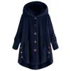 NOKMOPO Winter Coats For Women Fashion Casual Plus Size Button Plush Top Hooded Panel Loose Cardigan Cozy Wool Warm Coat Winter Long Jacket Tops(H-Navy,3X-Large) view 1