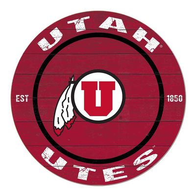 KH Sports Fan Utah Utes Colored Circle Sign, 20x20 Inches, Running Utes Decor for Dorm Room, Bedroom, Fan Cave, Living Room; Display Your Team Spirit with This Unique Utah Running Utes Wall Art