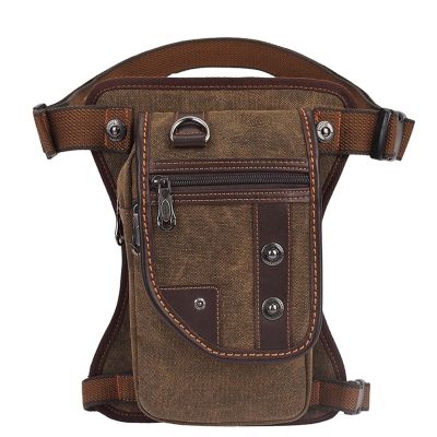 Feilx Small Canvas Multi-Purpose Waist Fanny Pack, Drop Leg Bag, Motorcycle Bike Cycling Pouch for Men Women (Color : Bronze, Size : 31 * 23 * 6CM)