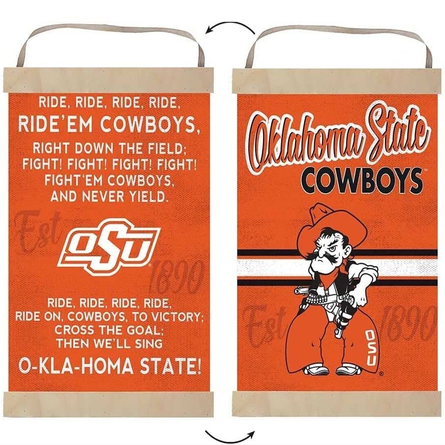 KH Sports Fan Reversible Banner Sign Fight Song Oklahoma State Cowboys