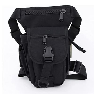 Feilx Canvas Drop Leg Bag, Outdoor Waist Pack for Men Women, Motorcycle Bike Cycling Fanny Pouch for Men Women (Color : Black, Size : 9 * 16 * 31CM)