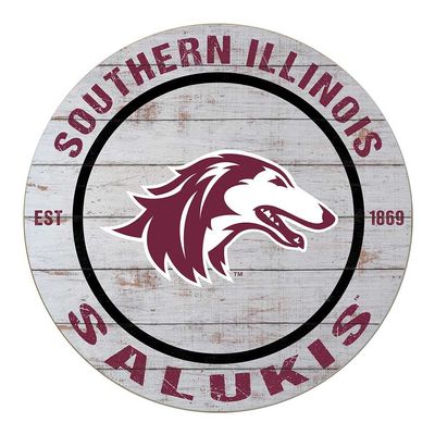 KH Sports Fan Southern Illinois Salukis Weathered Circle Sign, 20x20 Inches, Salukis Decor for Dorm Room, Bedroom, Fan Cave, Living Room; Display Your Team Spirit with This Unique Southern Illinois Salukis Wall Art