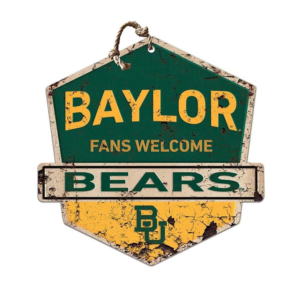 KH Sports Fan Baylor Bears Fans Welcome Badge Sign, 20x20 Inches, Bears Decor for Dorm Room, Bedroom, Fan Cave, Living Room; Display Your Team Spirit with This Unique Baylor Bears Wall Art