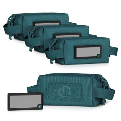 Savior Equipment Loose Sacs Mini 4-Pack Tactical Ammo Pouch Firearm Ammunition Carrier Bag, ID Patches Included, Teal