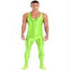 YiZYiF Men's Spandex Ballet Sleeveless Full Body Tight Jumpsuit Unitards Dance Costumes Fluorescent Green A Medium view 1