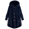 NOKMOPO Winter Jacket Women Fashion Casual Plus Size Button Plush Top Hooded Panel Loose Cardigan Cozy Wool Warm Coat Winter Long Coats Tops(B-Navy,3X-Large) view 2