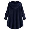 NOKMOPO Winter Coats For Women Fashion Casual Plus Size Button Plush Top Hooded Panel Loose Cardigan Cozy Wool Warm Coat Winter Long Jacket Tops(H-Navy,Large) view 4