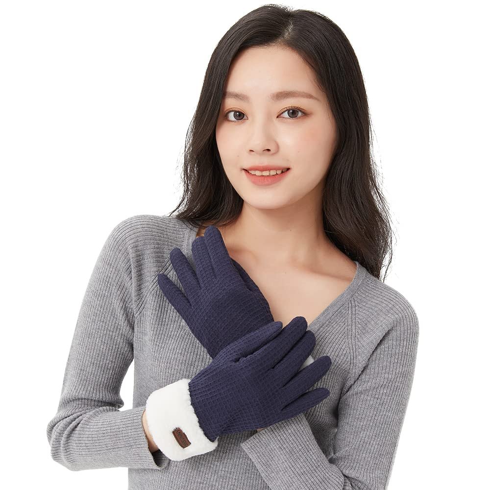 OHRAIN Winter Warm Gloves for Women Windproof Anti-Slip Skiing Snowboarding Blue