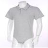 Agoky Men's Short Sleeve Undershirt Press Botton Crotch Shirt Romper One Piece Snappies Bodysuit Grey Large view 4
