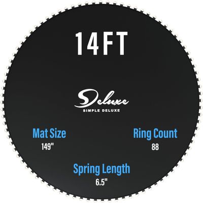 Simple Deluxe Replacement Trampoline Mat, Round, Black, UV Resistant, Fits 14ft Trampoline, 88 Springs, Waterproof, Anti-Slip, Anti-Static, 1 Year Warranty