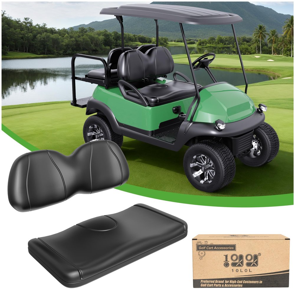 10L0L Golf Cart Front Seat Cushion & Backrest Assembly for Club Car Precedent 2004-2011, Premium Soft Sponge Replacement Kit, Comfortable and Supportive, Black