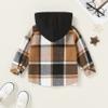 YOUNGER STAR Toddler Kids Boys Girls Flannel Hooded Plaid Shirt Button Baby Casual Hoodie Jacket Fall Hooded Coat (Khaki Hooded Coat, 4-5T) view 3