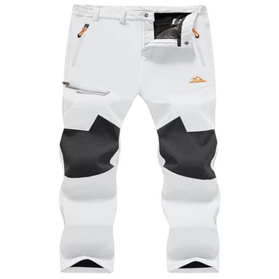 MAGCOMSEN Ski Pants Men Waterproof Insulated Snow Winter Fleece Lined Pants Snowboard Work Hiking Outdoor White 30