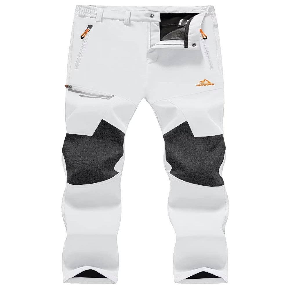 MAGCOMSEN Ski Pants Men Waterproof Insulated Snow Winter Fleece Lined Pants Snowboard Work Hiking Outdoor White 30