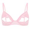 WinChang Women's Sexy Lingerie Bra Top Lace Floral Open Nipple Underwire Bralette Nipple Wire-Free Bikini Triangle Bra Pink Small view 1