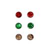 3 Pairs Christmas Glitter Red Green Round Leather Stud Earrings Set Faux Druzy for Women Holiday Xmas Pierced Jewelry-Glitter view 1