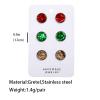 3 Pairs Christmas Glitter Red Green Round Leather Stud Earrings Set Faux Druzy for Women Holiday Xmas Pierced Jewelry-Glitter view 2