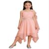 Hularka Kids Girls One Shoulder Chiffon Wedding Party Dress Sleeveless Flower Girl High-Low Dress Proms Ball Gown Pink 12 Years view 2