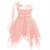 Hularka Kids Girls One Shoulder Chiffon Wedding Party Dress Sleeveless Flower Girl High-Low Dress Proms Ball Gown Pink 12 Years view 3