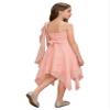 Hularka Kids Girls One Shoulder Chiffon Wedding Party Dress Sleeveless Flower Girl High-Low Dress Proms Ball Gown Pink 12 Years view 4