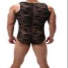 JEShifangjiusu Men's Sheer Lace Lingerie Bodysuit Floral Sissy Thong Leotard Sleeveless Crossdresser One Piece Nightwear (Medium,Black) view 4