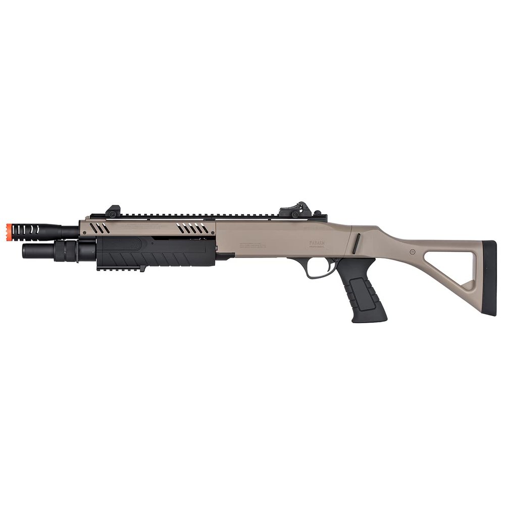 High FPS Tri-Shot 11'' Airsoft Shotgun Pump Action BO Manufacture FABARM STF w/Fixed Stock (2 Shells Included)