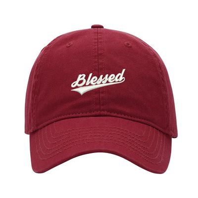 Baseball Cap Men Blessed Christian Embroidered Washed Cotton Dad Hat Baseball Caps (Red,7 5/8)