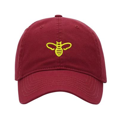 Baseball Cap Men Bee Embroidered Washed Cotton Dad Hat Baseball Caps (Red,7 5/8)