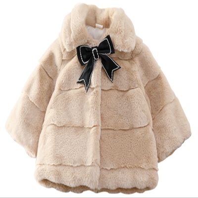 Happy Cherry Baby Girl Faux Fur Shawl for Wedding Party Christmas Gift